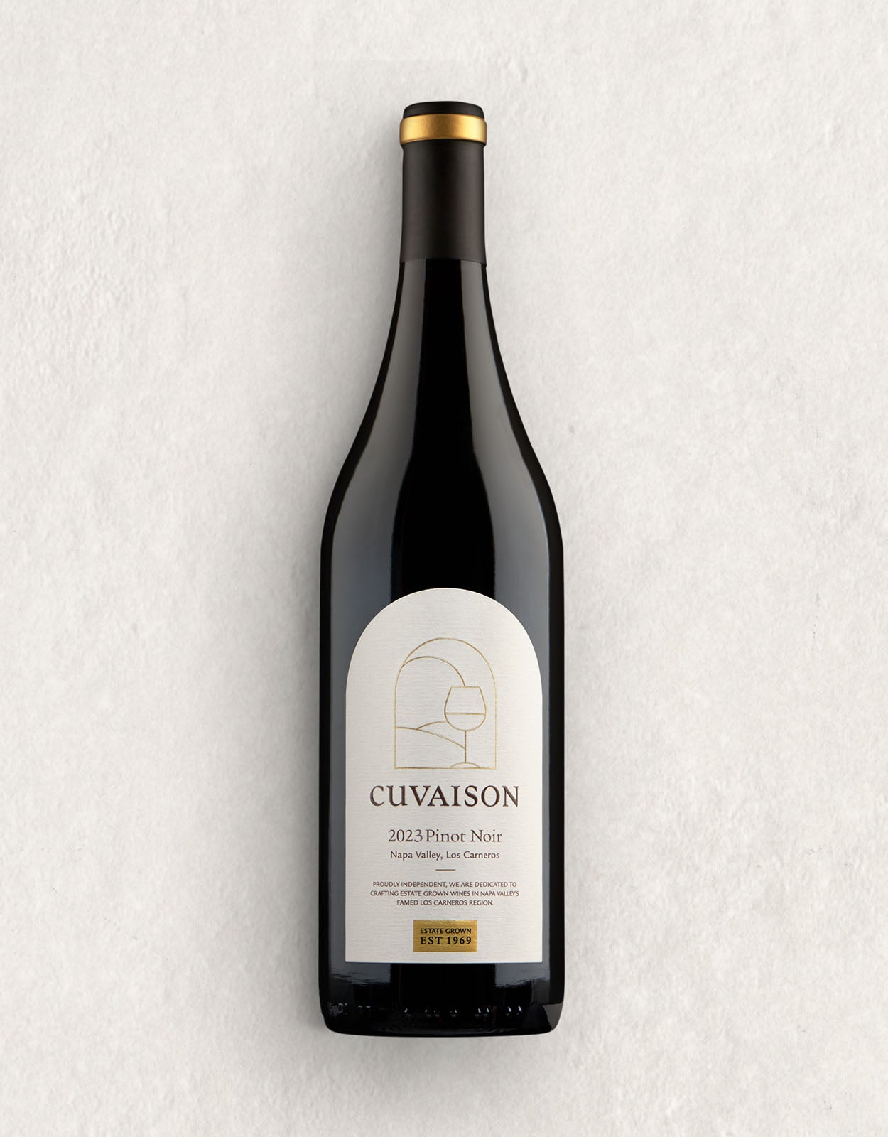A Bottle of 2023 Estate Pinot Noir from the Cuvaison Tai Vineyard in Napa Valley, Los Carneros. 